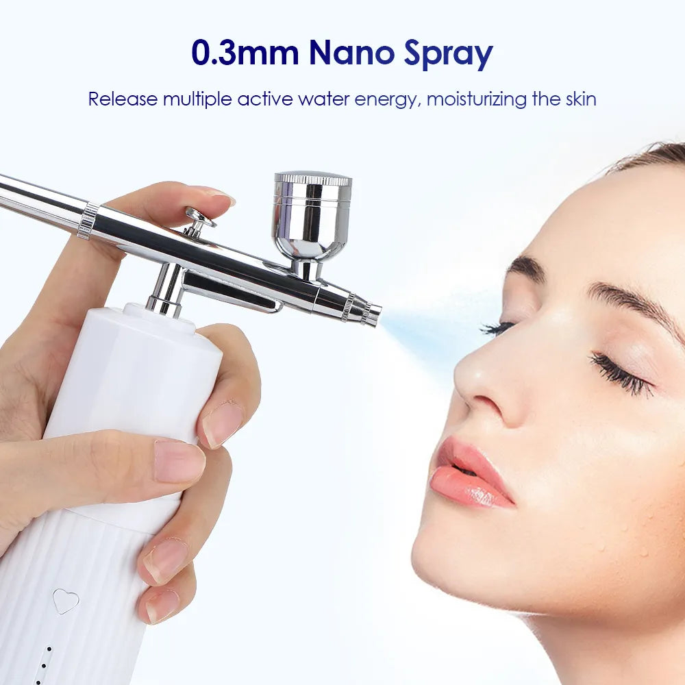 "Nano Spray Oxygen Injector: High-Pressure Facial Apparatus for Smooth Moisturizing and Cleansing"