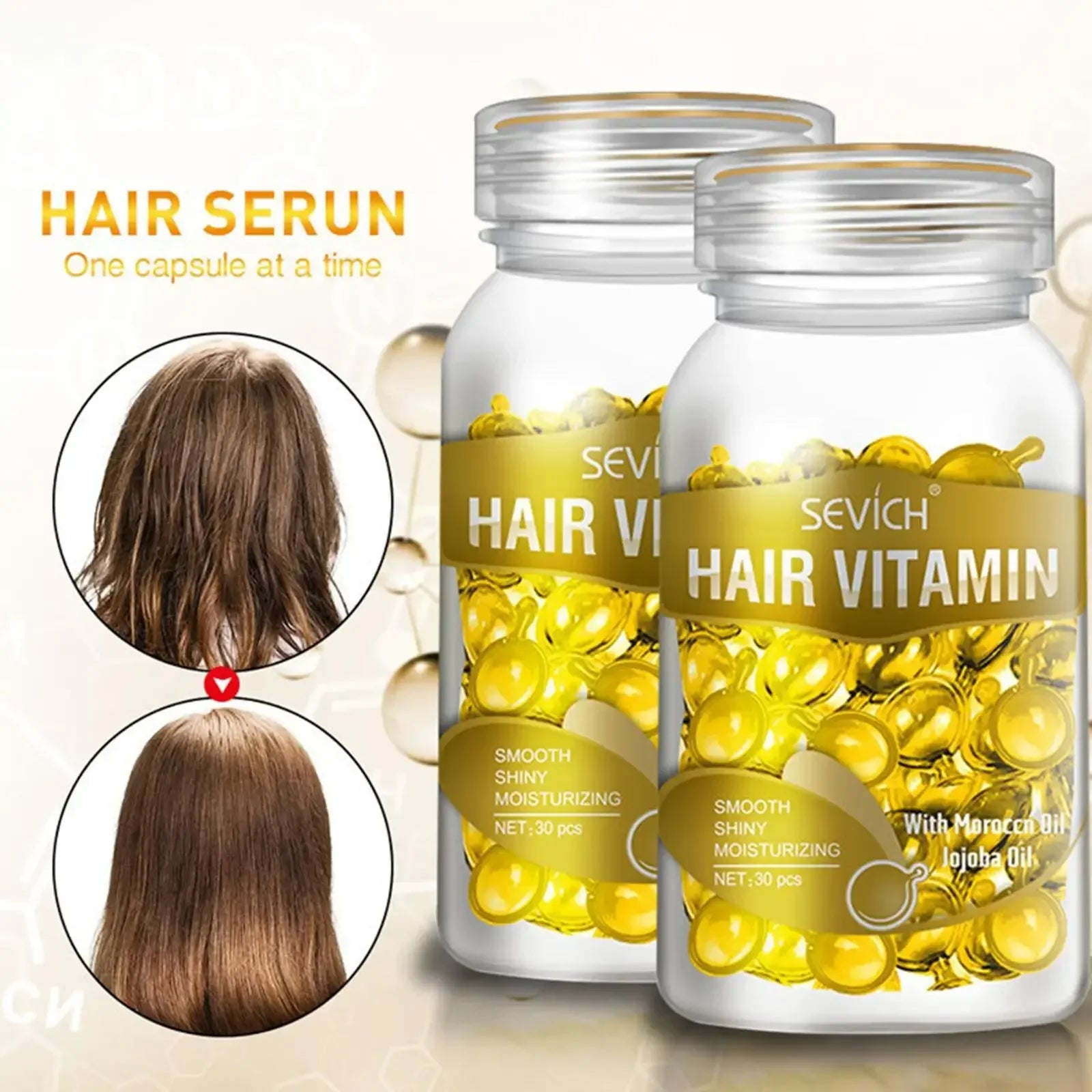 "30 Hair Vitamin Capsules: Silky Smooth Keratin Treatment for Women"