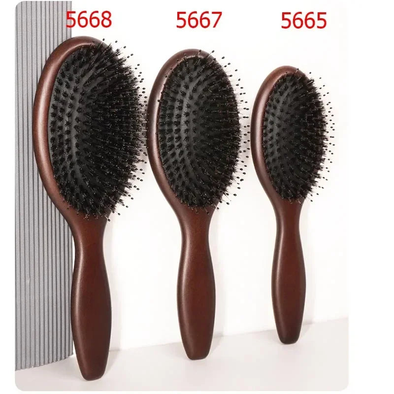 "Wooden Massage Hair Brush: Detangle, Dry or Wet, Beauty Care for Women"