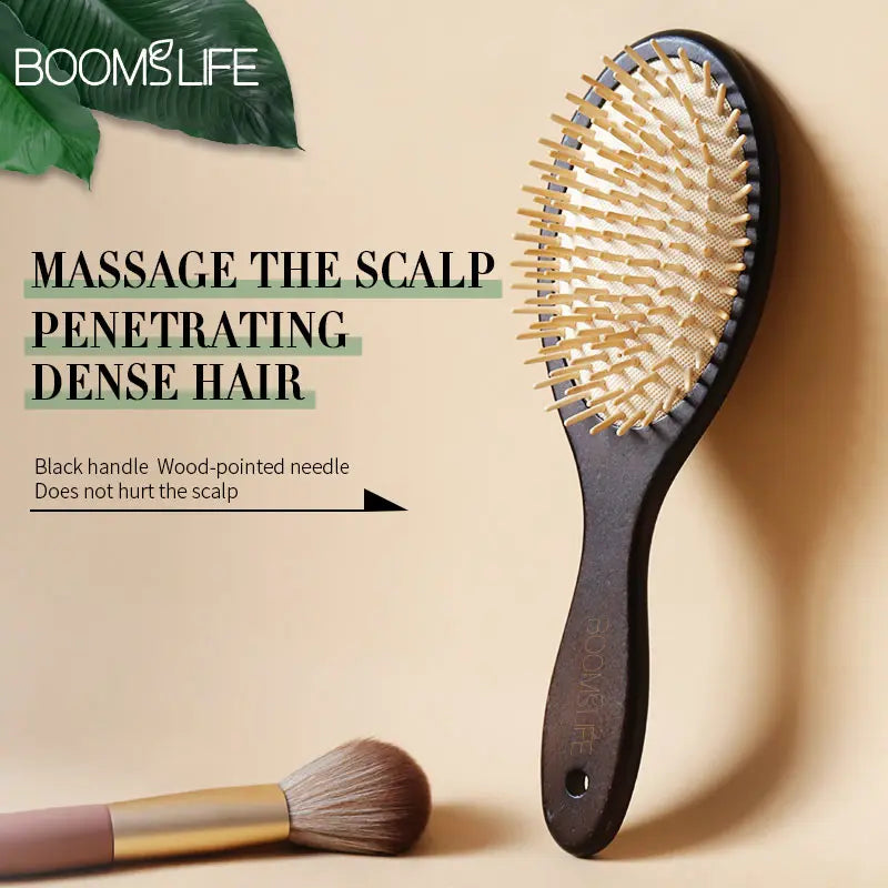 "Detangling Airbag Hair Brush for Women: Scalp Massage, Wood Comb for Hair Care"