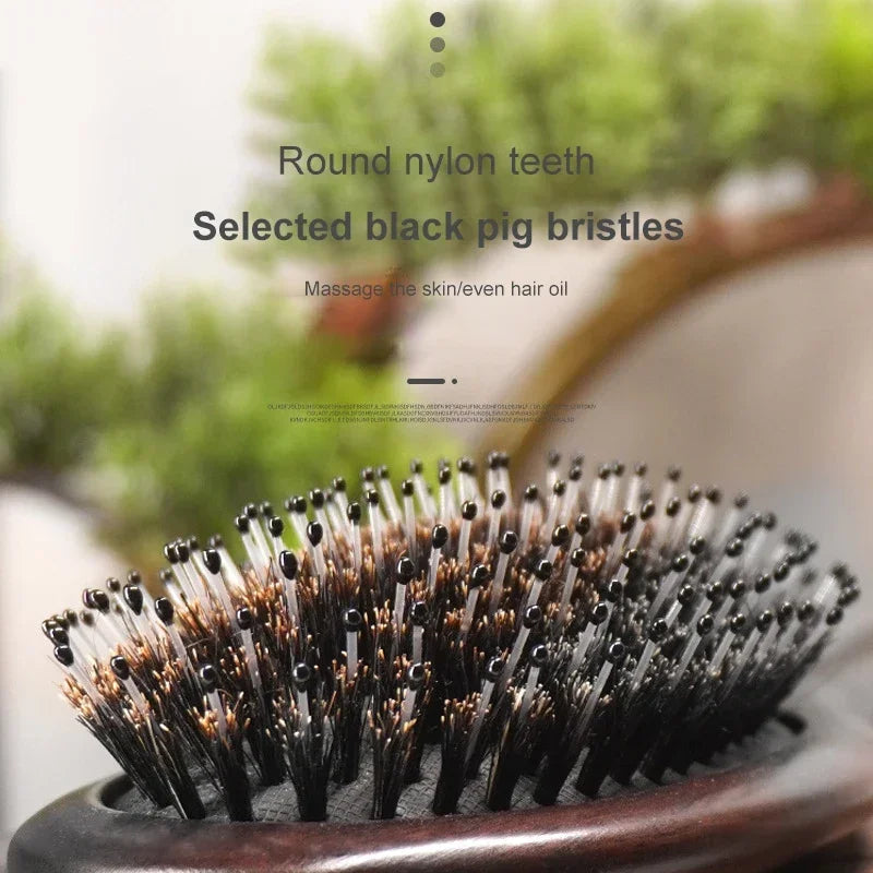 "Wooden Massage Hair Brush: Detangle, Dry or Wet, Beauty Care for Women"