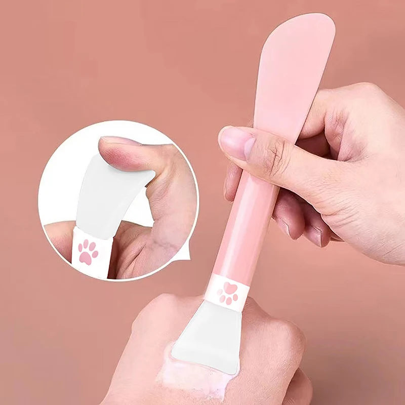 "1Pcs Cute Paw Silicone Facial Mask Brush: Double-Headed Facial Beauty Tool for Cleansing"