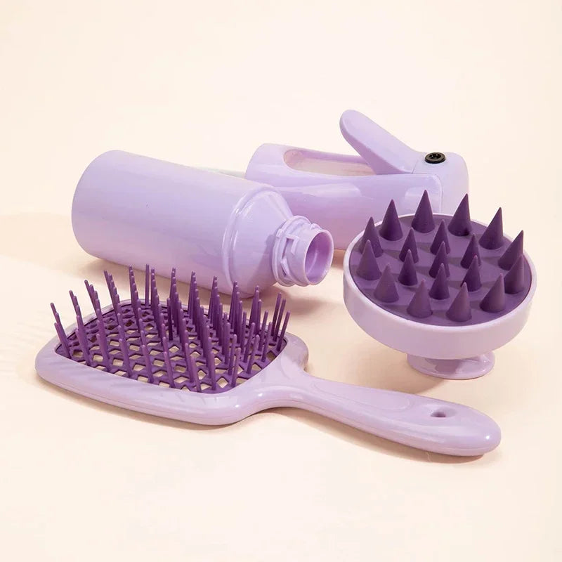 "3pcs Spa Care Shampoo Brush Set: Natural Wet Curly Detangling, Professional Hairdressing Tools"