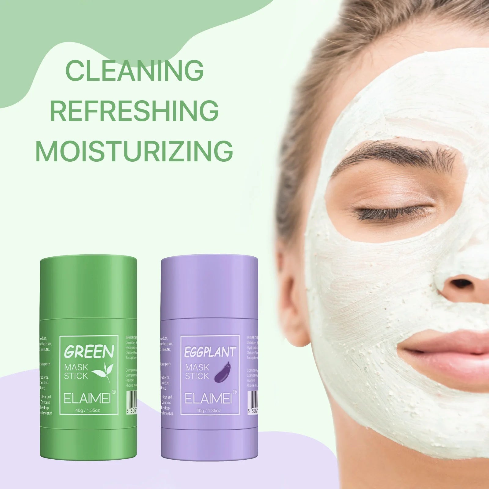 "40g Green Tea Deep Cleansing Facial Mask Stick: Pore Cleaner for Purifying Skin Care"