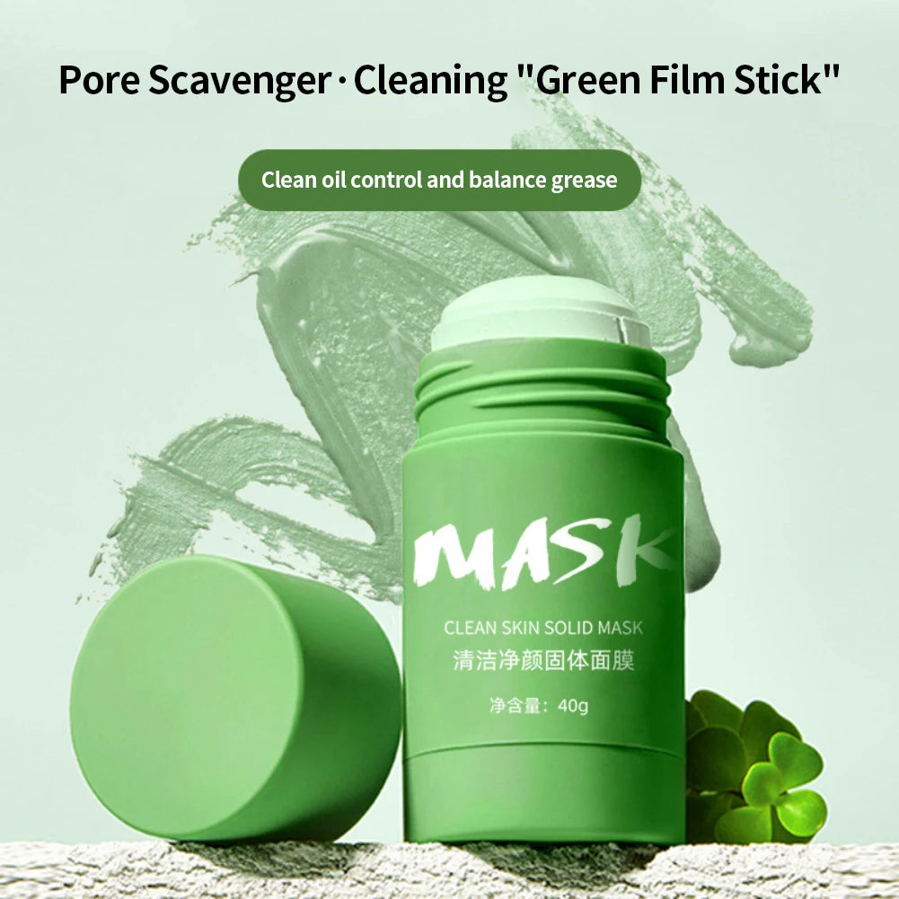 Green Tea Mask Stick: Oil-Control Solid Mask for Blackhead Removal and Moisturizing Cleansing"