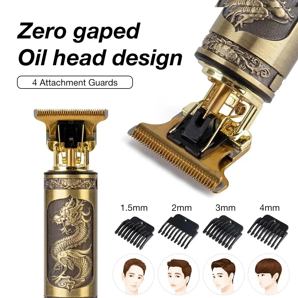 T9 Rechargeble Hair Trimmer LCD Electric Clipper Oil Shaving Head Pusher Carving Beard Shaver for Men Care