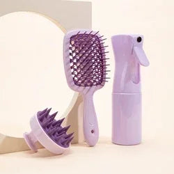 "3pcs Spa Care Shampoo Brush Set: Natural Wet Curly Detangling, Professional Hairdressing Tools"